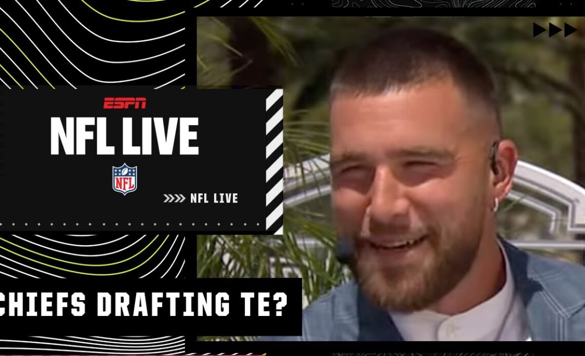 Travis Kelce gets the news Chiefs could be targeting a TE in the NFL Draft 😂 | NFL Draft