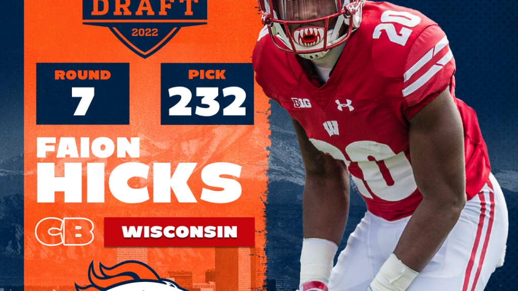 Denver Broncos select Wisconsin CB Faion Hicks in the 7th round