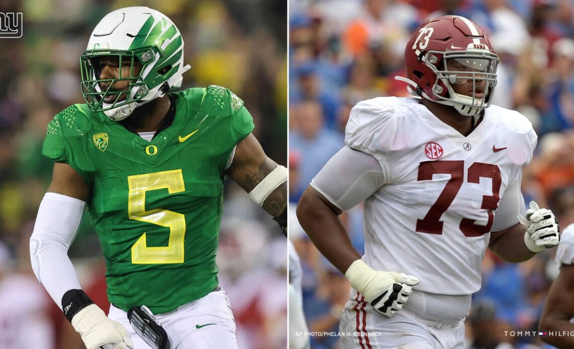 Oregon EDGE Kayvon Thibodeaux, Alabama OT Evan Neal