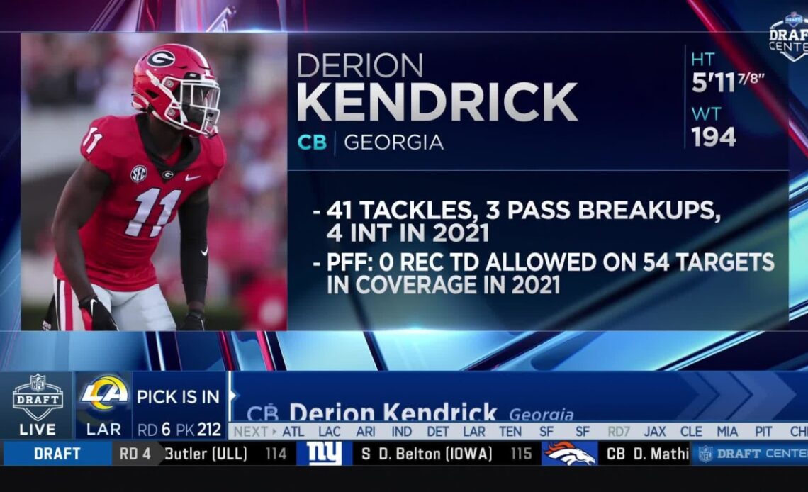 Rams fan announces Rams' selection of Derion Kendrick as No. 212 pick in 2022 NFL draft