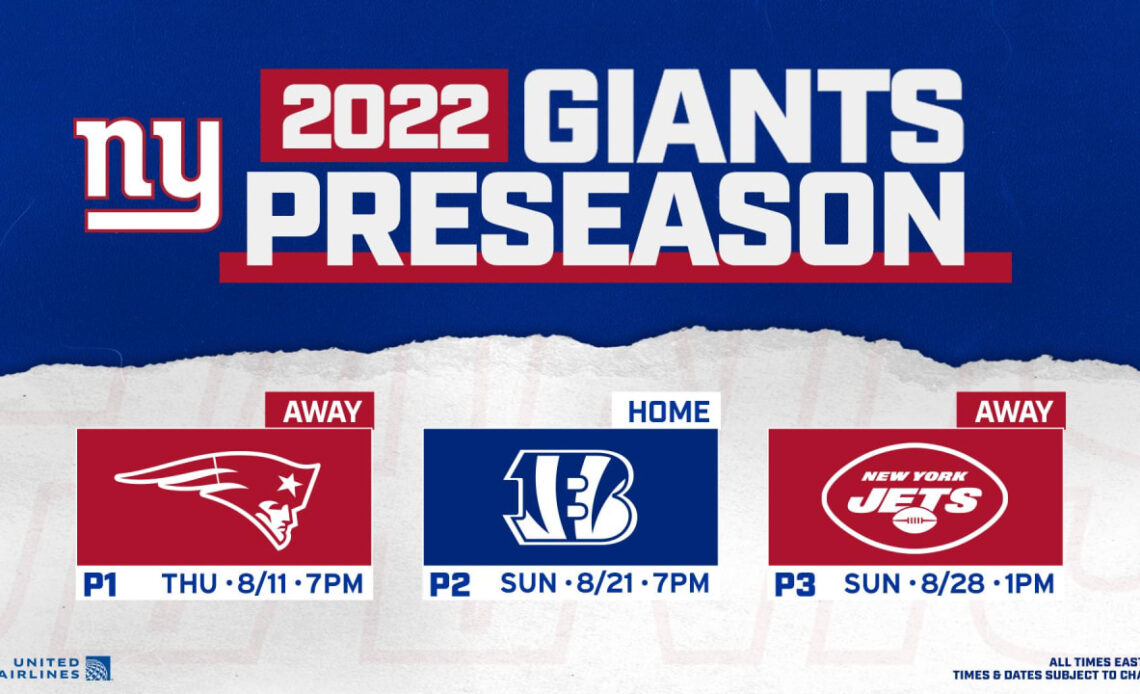 Giants announce dates & times of preseason games VCP Football