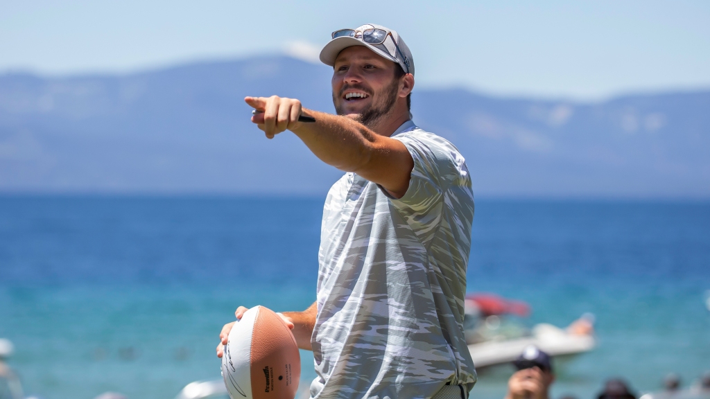 Kid intercepts Josh Allen pass at American Century Golf Championship