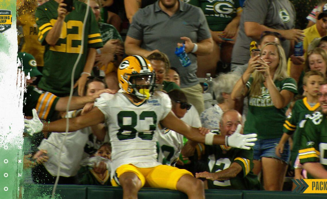 Highlight: WR Samori Toure gets his first Lambeau Leap | Packers Family Night