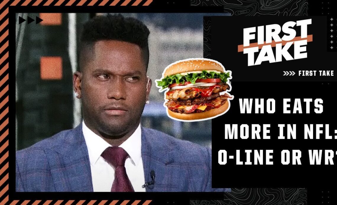 Who eats most: O-line or other positions? 🍔😤 | First Take