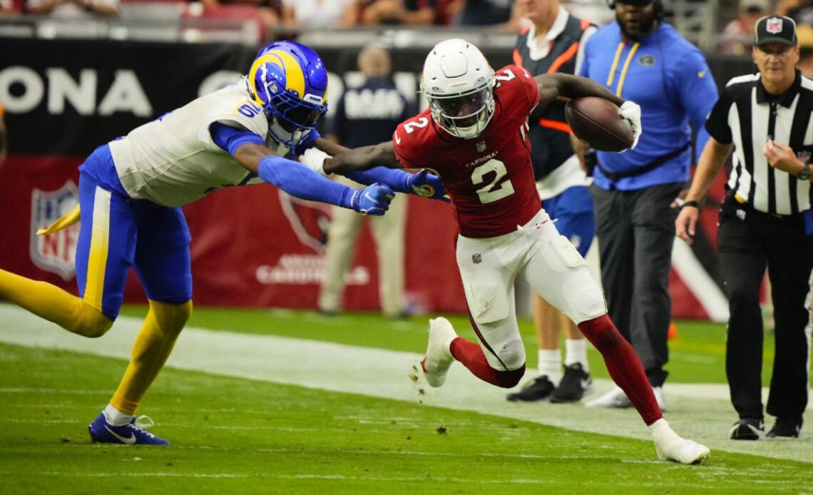 Arizona Cardinals wide receiver Marquise Brown has career-best 14 catches in 20-12 loss to the Rams
