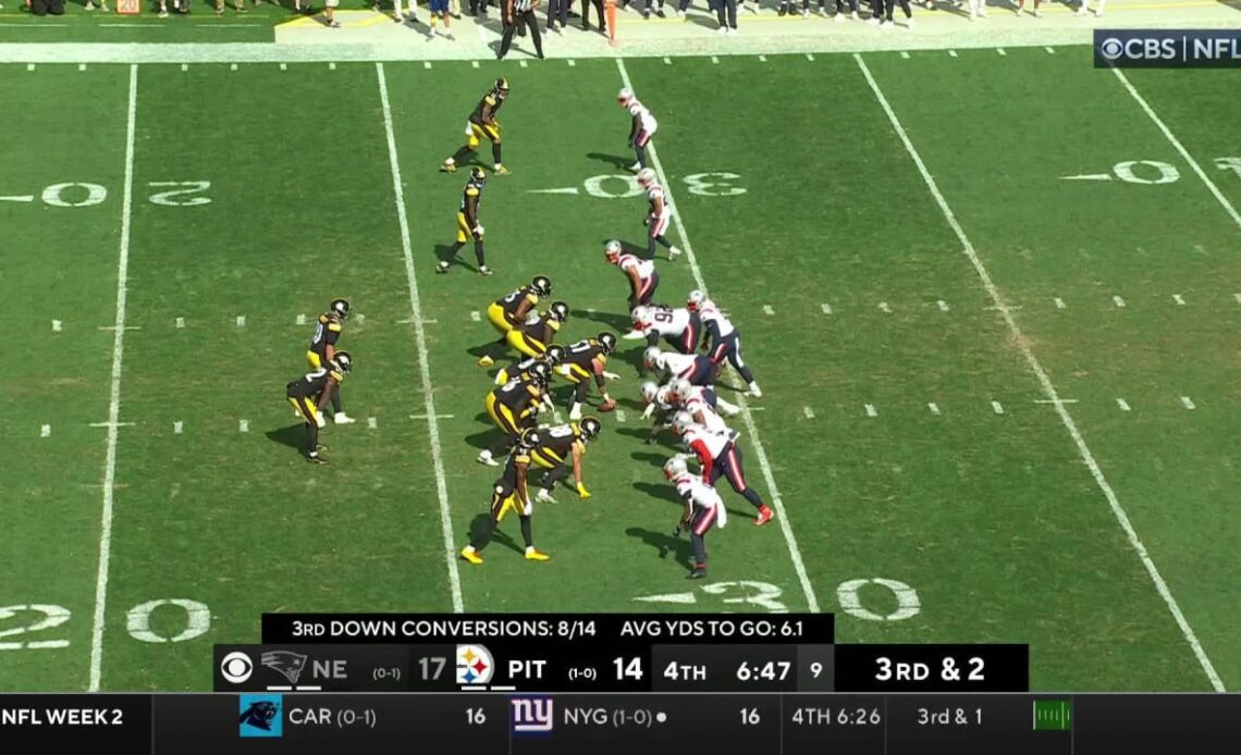 Matt Judon yells loudly at Steelers after breaking up pass to Najee Harris