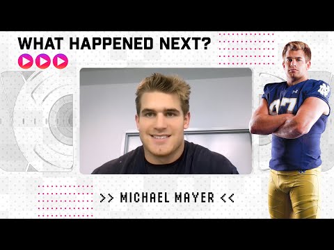 Notre Dame tight end Michael Mayer plays a game of "What Happened Next?" with these iconic CFB plays