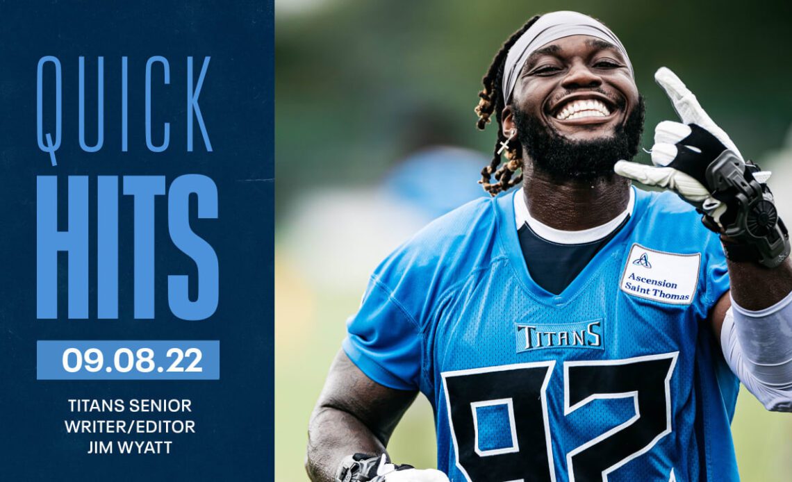 Quick Hits on the Titans From Thursday of Giants Week