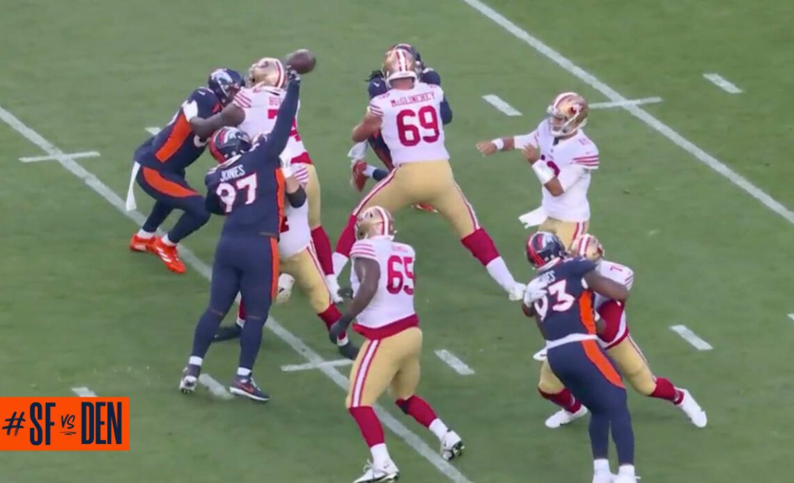 D.J. Jones bats down Jimmy Garoppolo's pass for third-down pass breakup | Broncos vs. 49ers