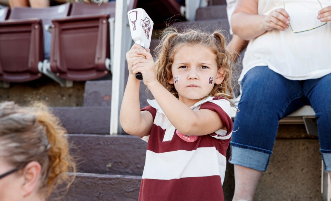 STARKVILLE, MS - October 01, 2022 - A Mississippi State Fans during the game between the Texas A&M Aggies and the Mississippi State Bulldogs at Davis Wade Stadium at Scott Field in Starkville, MS. Photo By Will Porada