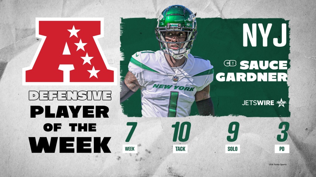 Sauce Gardner wins AFC Defensive Player of the Week for Week 7