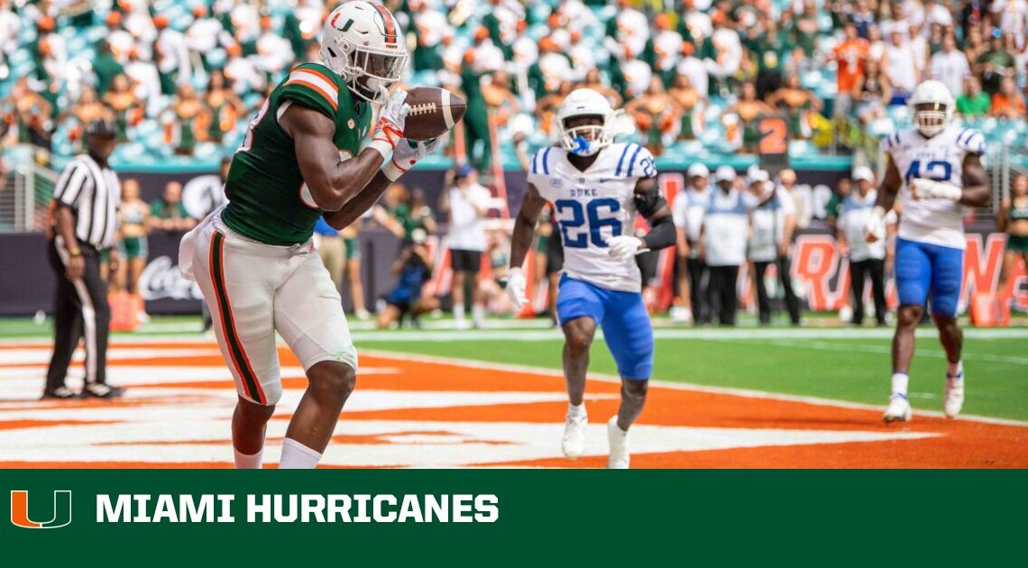 Young Claims ACC Receiver of the Week Honors – University of Miami Athletics