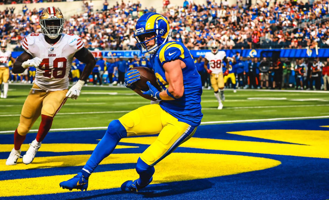 Los Angeles Rams quarterback Matthew Stafford's 15-yard touchdown to pass wide receiver Cooper Kupp