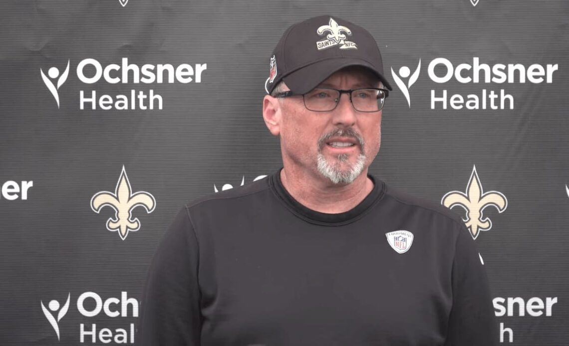 New Orleans Saints offensive coordinator Pete Carmichael on Aaron Donald, Los Angeles Rams defense 11/17/2022