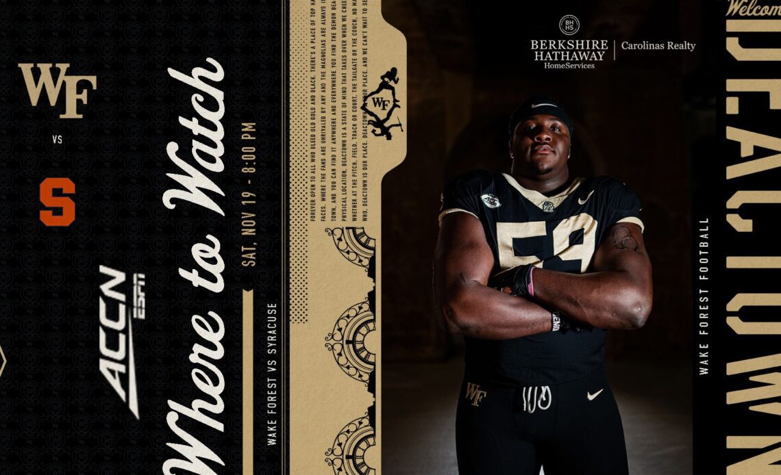Senior Day Kickoff Set for 8:00 p.m. on ACC Network Against Syracuse