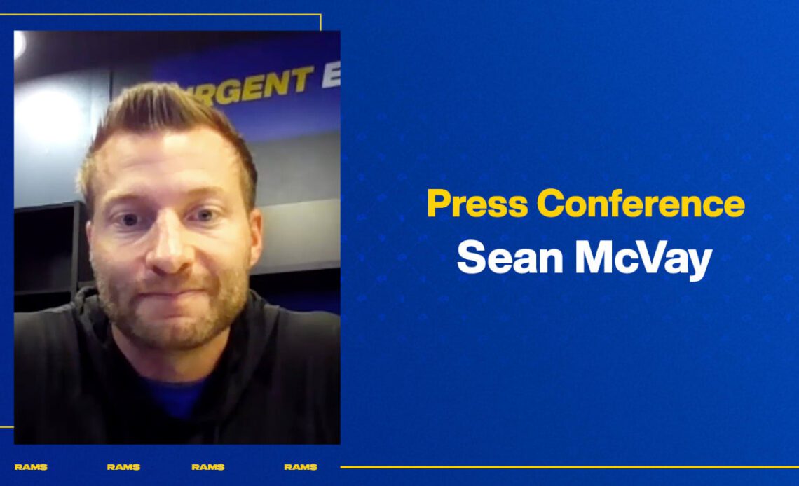 Rams head coach Sean McVay talks latest on statuses of wide receiver Cooper Kupp and defensive lineman Aaron Donald, initial impressions of Packers