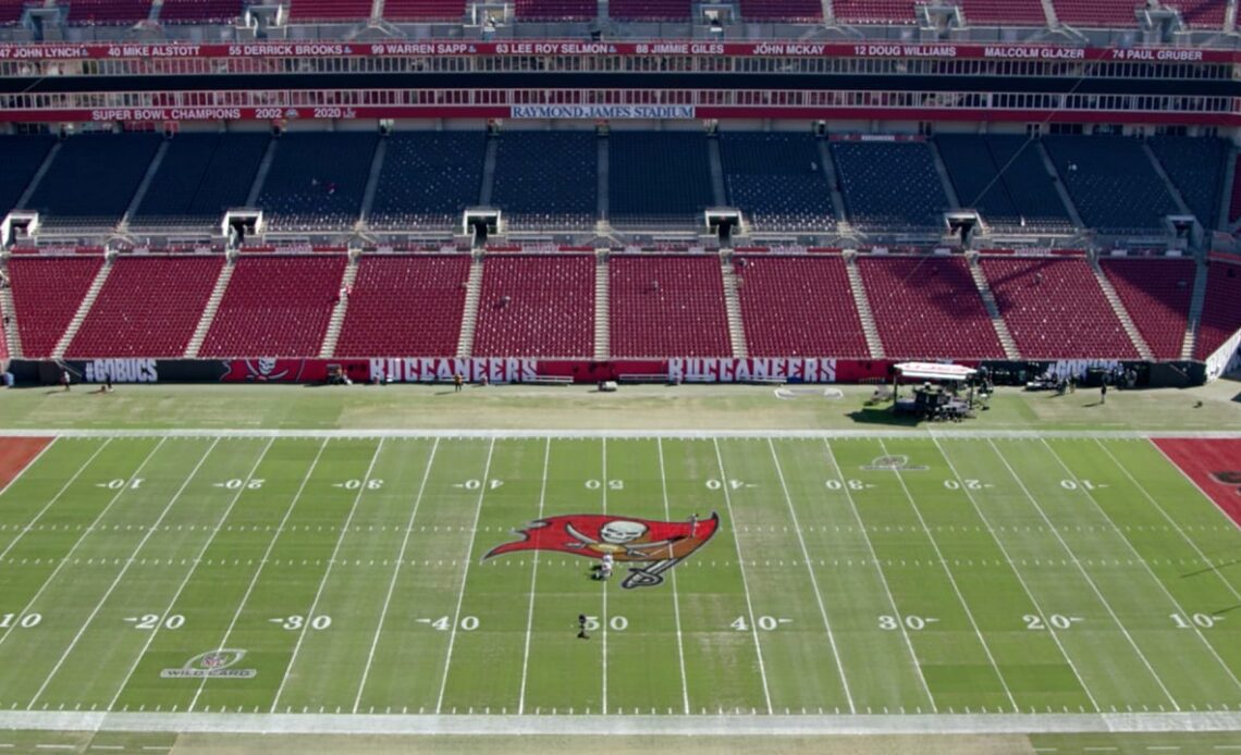 Raymond James Stadium Field Painted for Wild Card Week