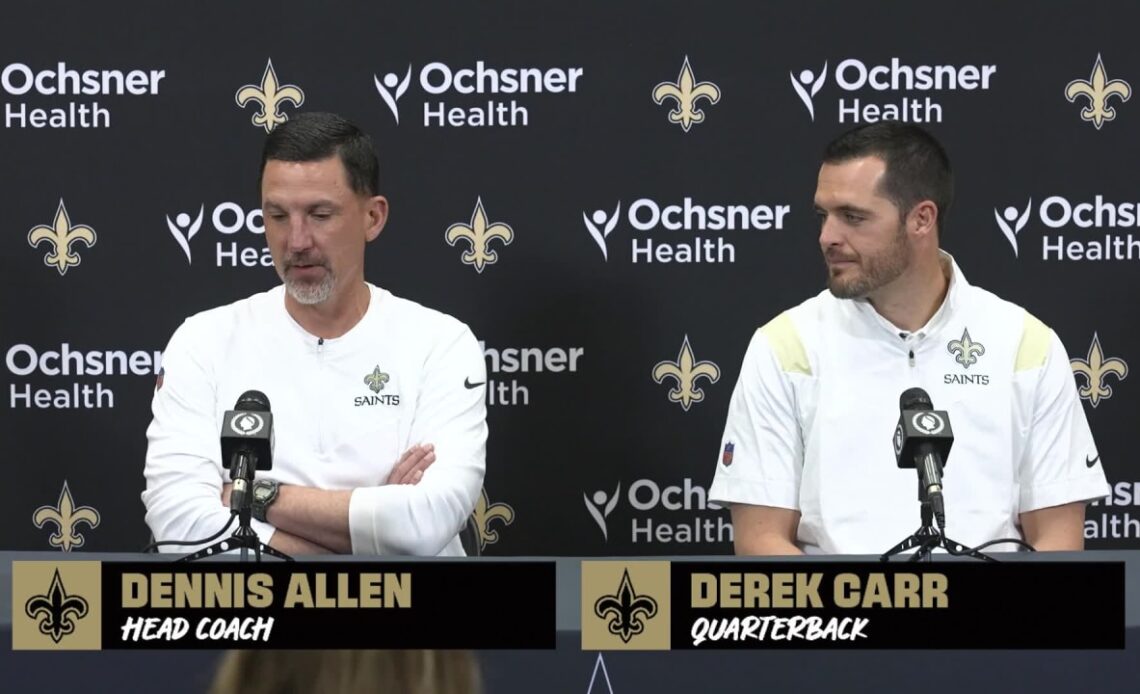 Derek Carr introductory press conference with Coach Dennis Allen | March 11, 2023