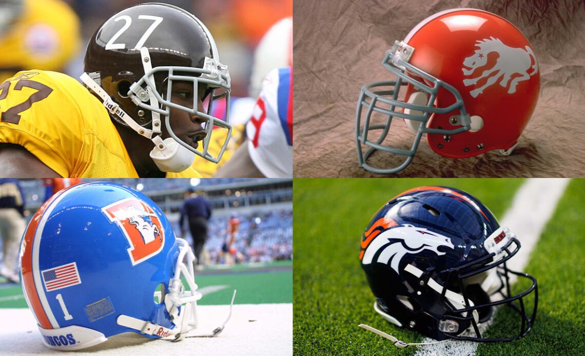 The Broncos' helmet history in photos