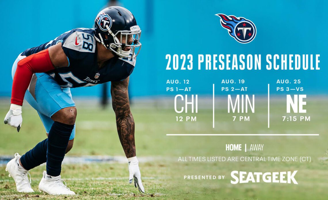 Dates and Times for Titans Preseason Games Now Set