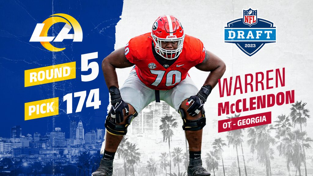 Former UGA OL Warren McClendon selected in 2023 NFL draft by the Rams