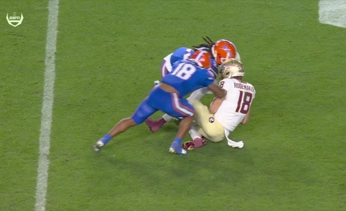 Florida’s Jaydon Hill ejected for targeting hit on FSU’s Tate Rodemaker | ESPN College Football