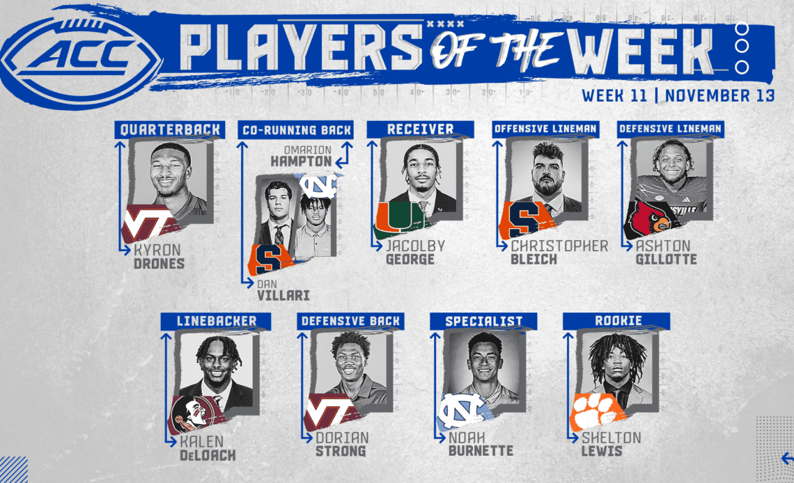 Week 11 ACC Football Players of the Week