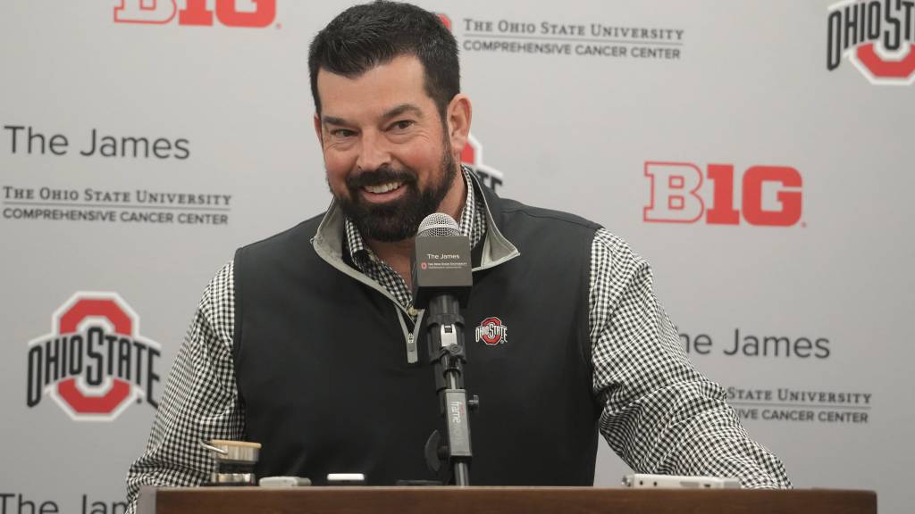 Ohio State coach Ryan Day reacts live to Jeremiah Smith signing