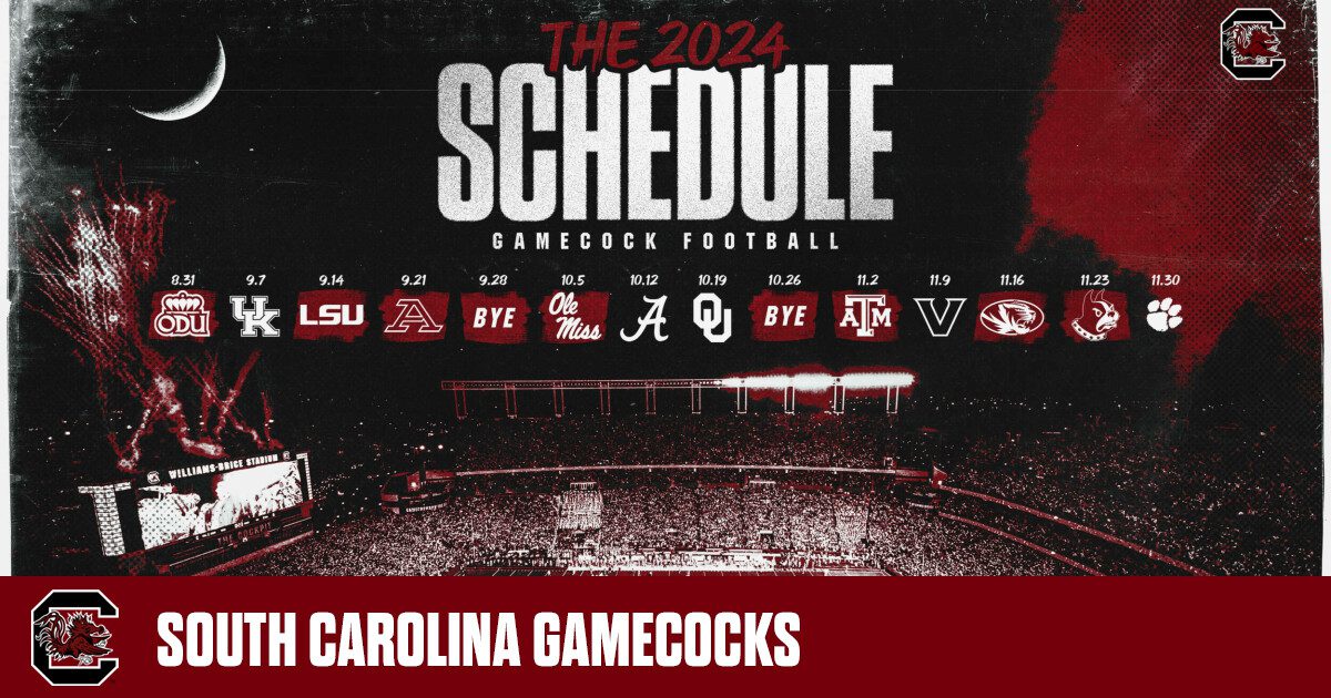 South Carolina’s 2024 Football Schedule Announced University of South