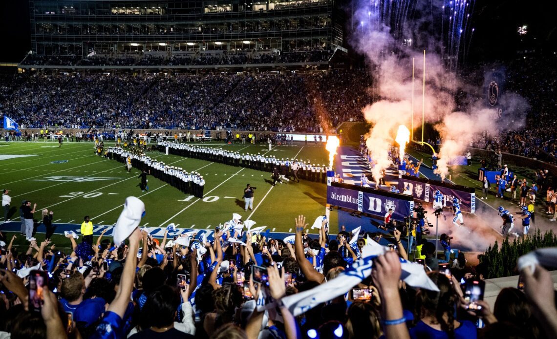 Duke runs out of the tunnel against Notre Dame