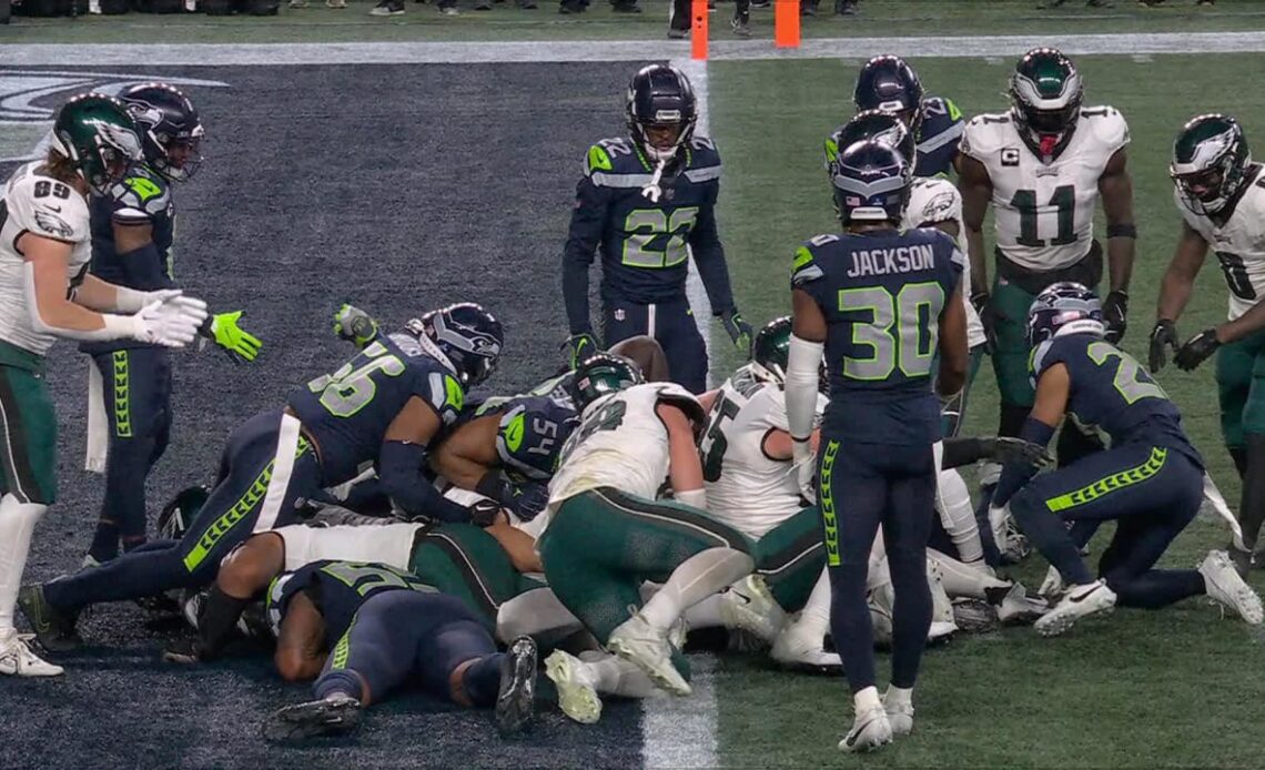 Jalen Hurts rushes for a 1-yard touchdown vs. Seahawks