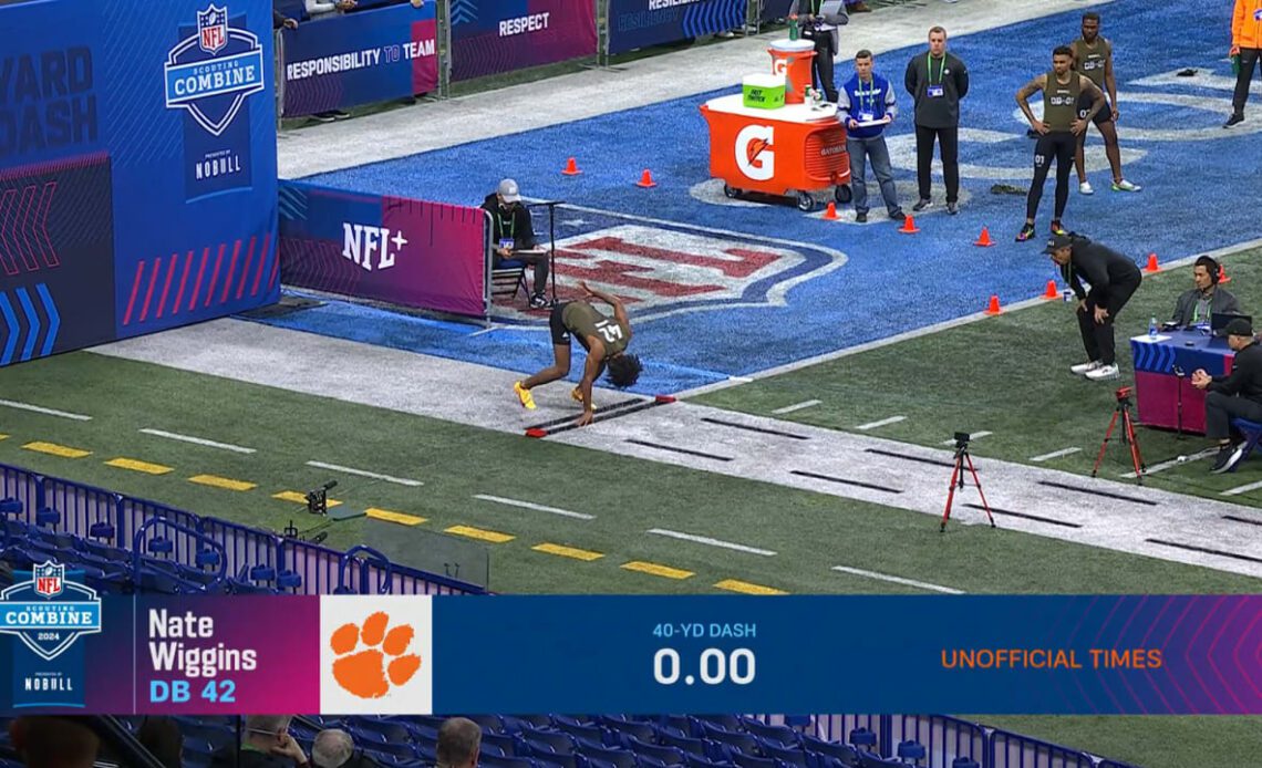 CB Nate Wiggins (Clemson) Runs 4.28-Second 40-Yard Dash at 2024 NFL Combine