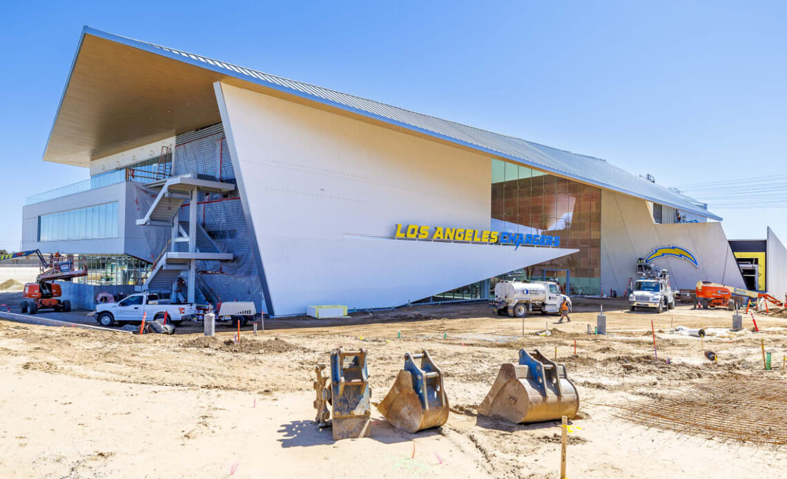 Chargers Signage Goes up at New State-Of-The-Art Practice Facility