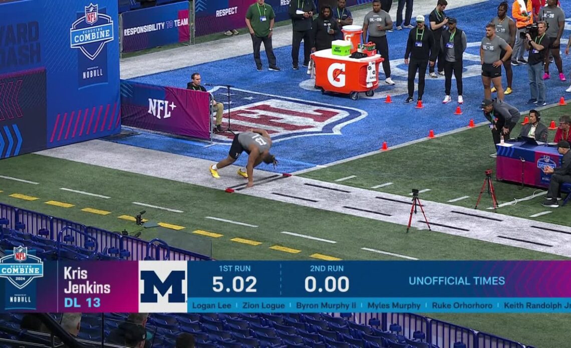 DL Kris Jenkins (Michigan) Runs 4.91-Second 40-Yard Dash at 2024 combine