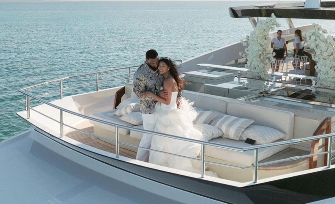 Davon Godchaux marries model Chanel Iman while sailing the Caribbean Sea on a yacht 