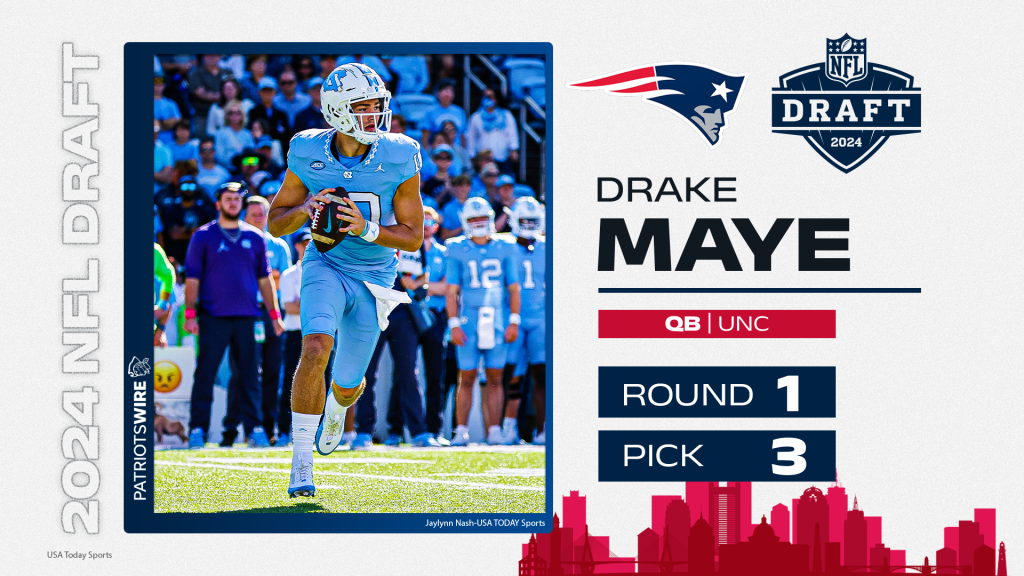 Patriots select QB Drake Maye at No. 3 overall in 2024 NFL draft