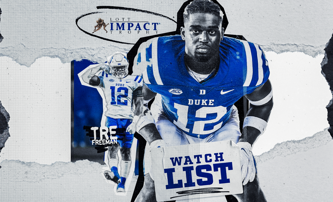 The Pacific Club IMPACT Foundation has named Duke redshirt junior linebacker Tre Freeman to the 2024 Lott IMPACT Trophy Watch List.