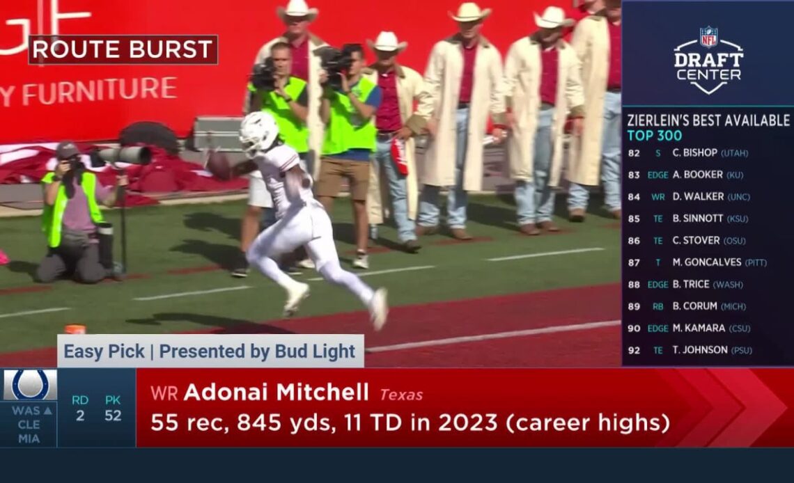 Lance Zierlein breaks down how Adonai Mitchell is a 'great value pick' for the Colts 'NFL Draft Center'