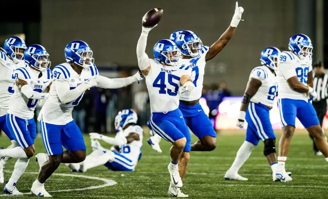 Ozzie Nichols celebrates a fumble recovery at Northwestern on September 6, 2024.