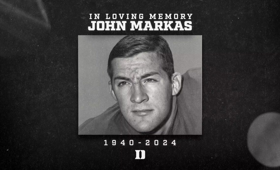 A graphic showing the passing of John Markas.