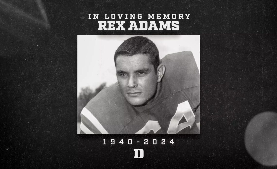 A graphic showing the passing of Rex Adams.