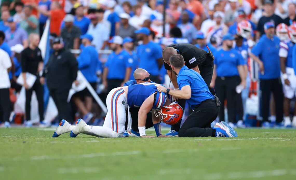 during the Gators' game against the Miami Hurricanes on Saturday, August 31, 2024 at Ben Hill Griffin Stadium in Gainesville, Fla. / UAA Communications photo by Logan Bowles